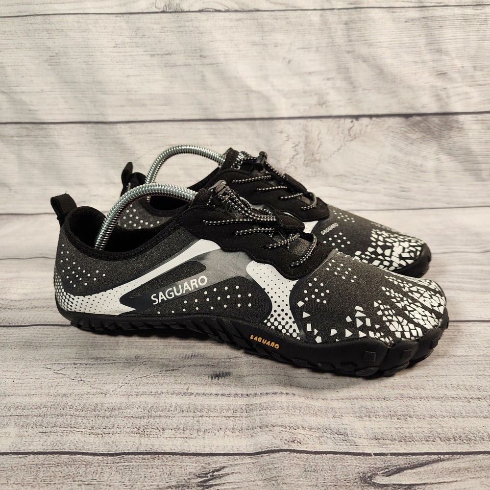 Saguaro Barefoot Shoes Mens EU 43 Black White Minimalist Trail Water Sneakers